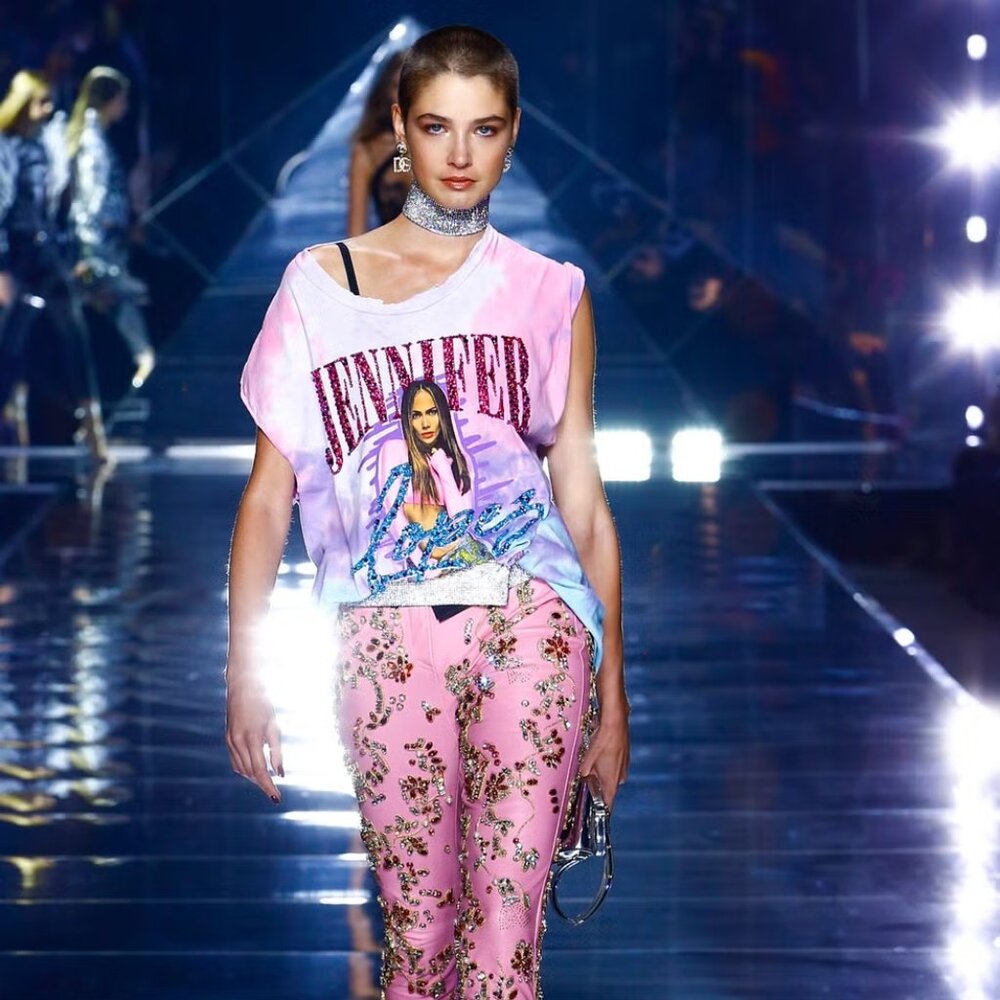 NWT Dolce & Gabbana Jennifer Jlo Crystal embellished tie-dye T-shirt IT 40 S